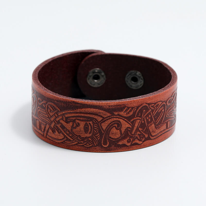 Embossed Pattern Retro Leather Trendy Bracelet