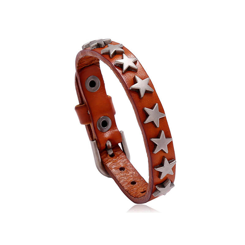 Punk Retro Pentagram Leather Bracelet