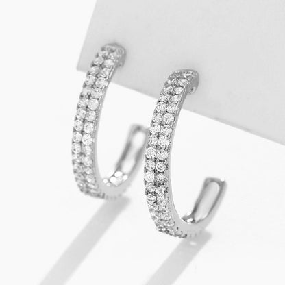 C Ring Geometric Earring Alloy Set with Zircon