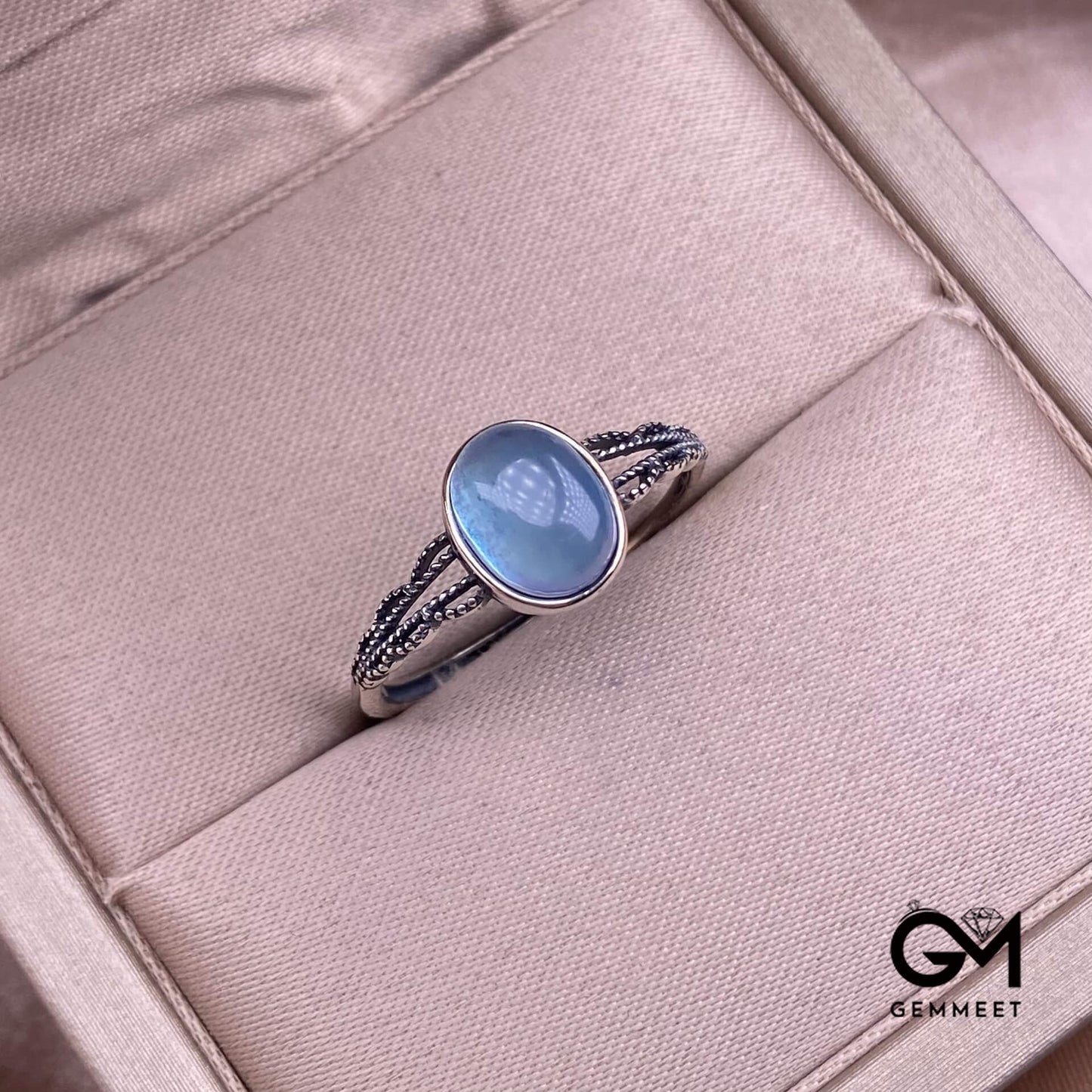 Simple Vintage Crystal Aquamarine Ring