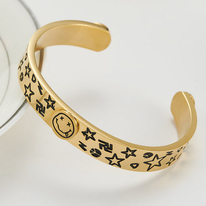 Hip Hop Smiley Face Full Of Stars Bracelet