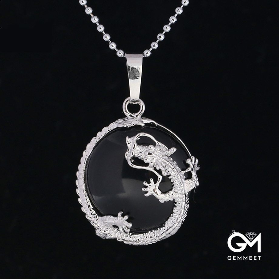 Crystal Sodalite Stone Dragon Necklace