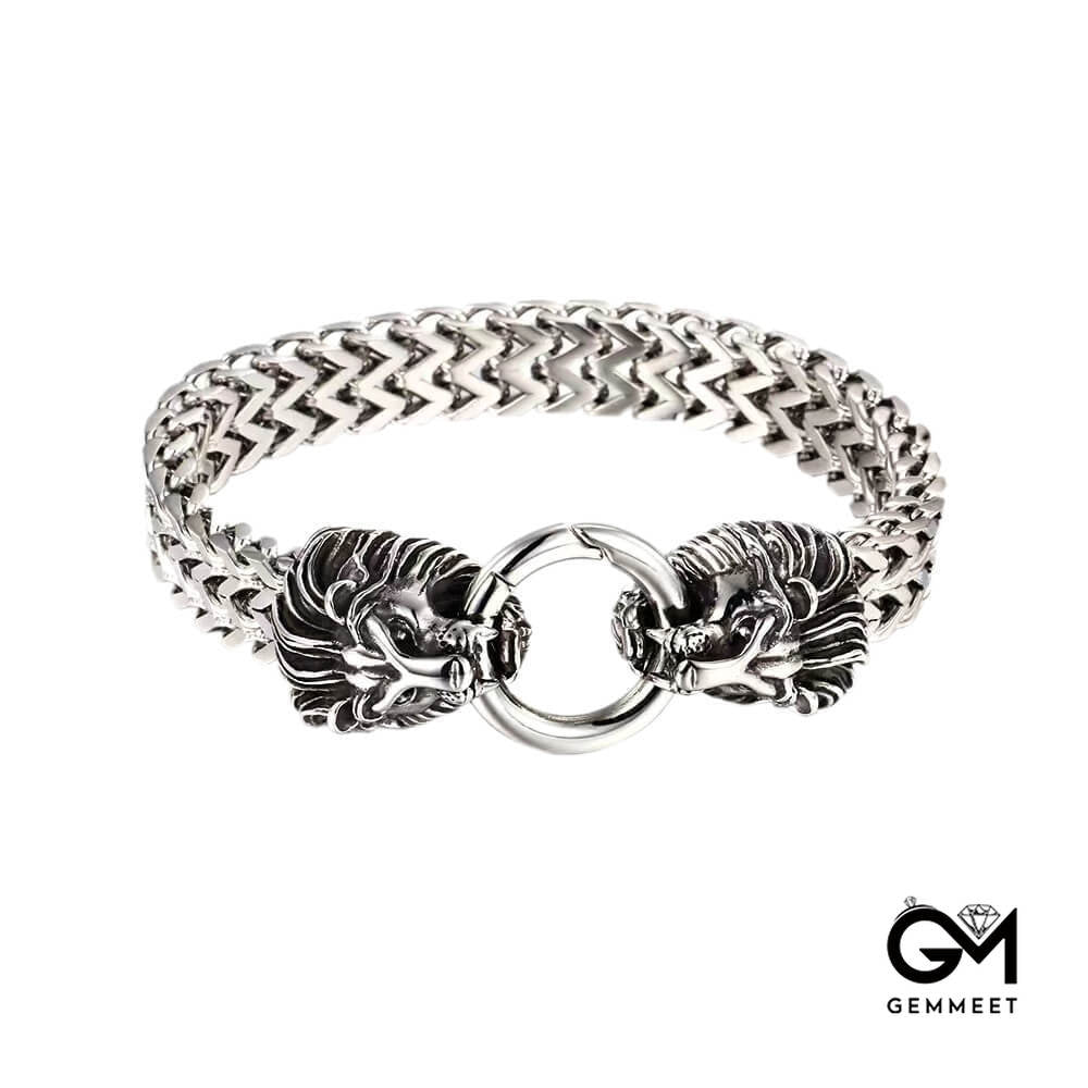 Vintage Titanium Steel Lion Head Bracelet