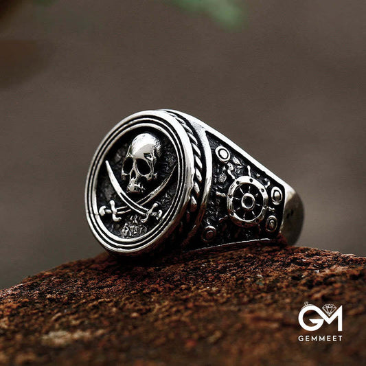 Pirate Skull Signet Ring