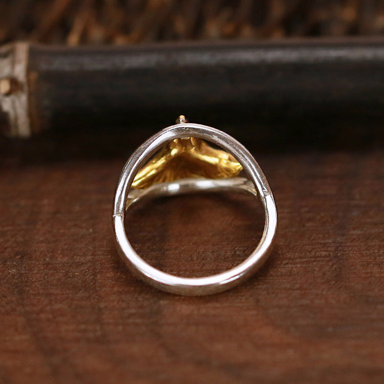 Vintage Men's Golden Eagle Head Ring