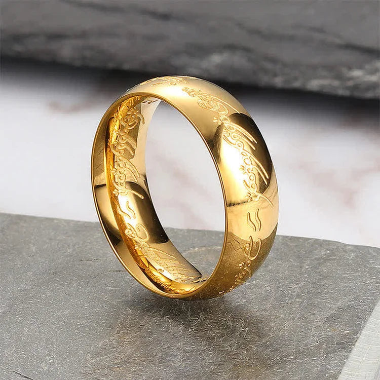 THE ONE RING - Gold Plated Tungsten with Dark Tongue of Mordor