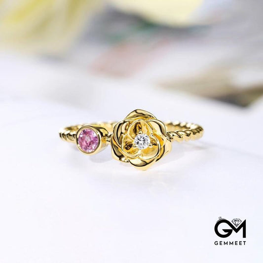 Gold-plated Rose Zircon Ring