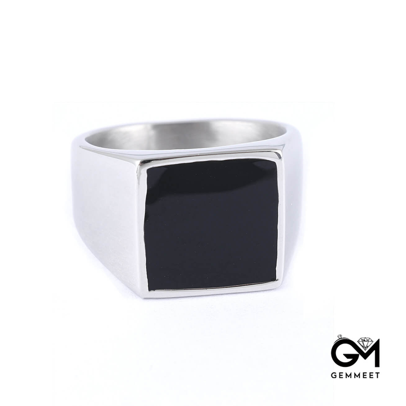 Square Drop Gel Enamel Gold Silver Square Titanium Steel Ring