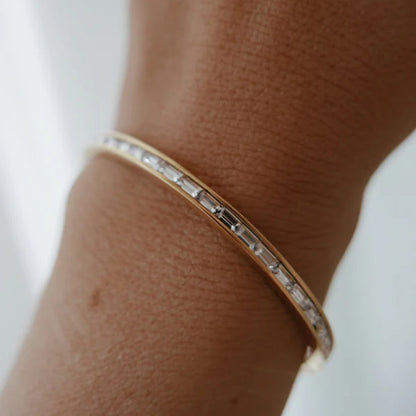 Stainless Steel Inlaid White Square Zircon Bracelet