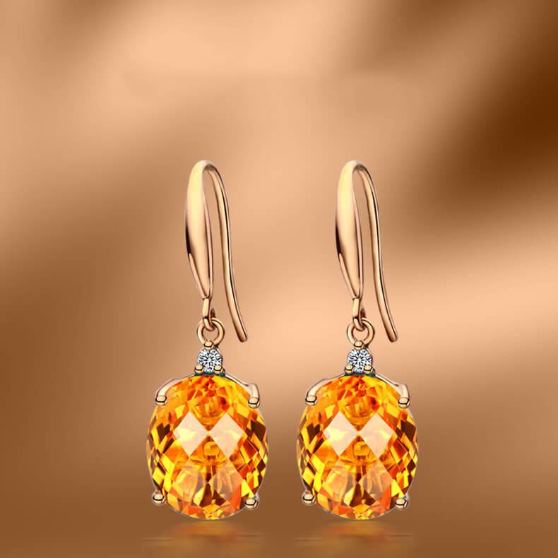 Gold Plated Citrine Zircon Earrings Luxury Earrings For Women