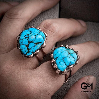 Irregular Turquoise Vintage Adjustable Ring