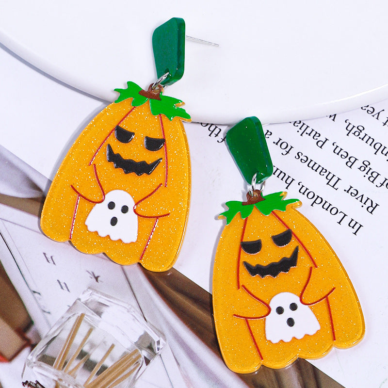 Halloween Pumpkin Devil Ghost Acrylic Earrings