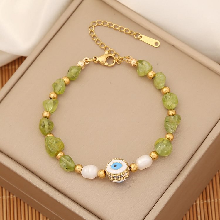 Trendy Natural Stone Evil Eye Bracelet