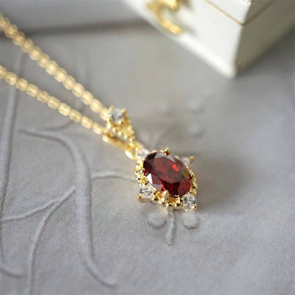 Women's Red Ruby Sparkling Necklace