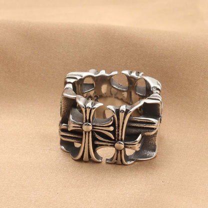 Cross Pattern Retro Trendy Men's Ring