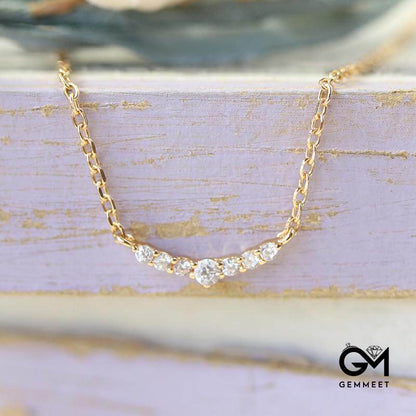 Smile Zircon Cross Chain Necklace