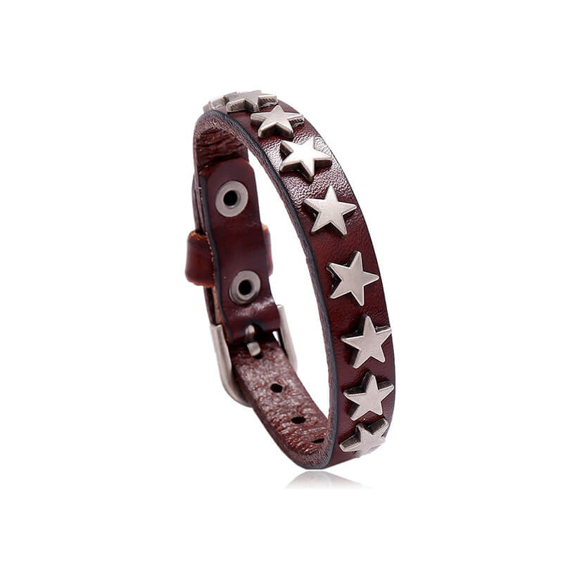 Punk Retro Pentagram Leather Bracelet