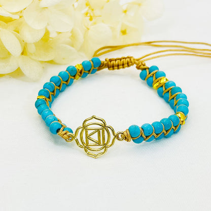 Turquoise White Double Braided Wrap Bracelet