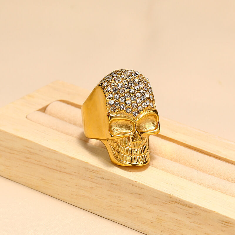 Halloween Funny Vintage Inlaid Zircon Skull Ring