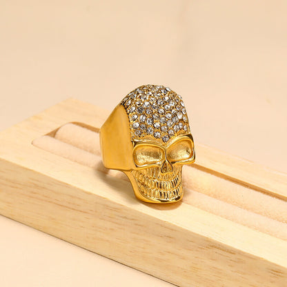 Halloween Funny Vintage Inlaid Zircon Skull Ring