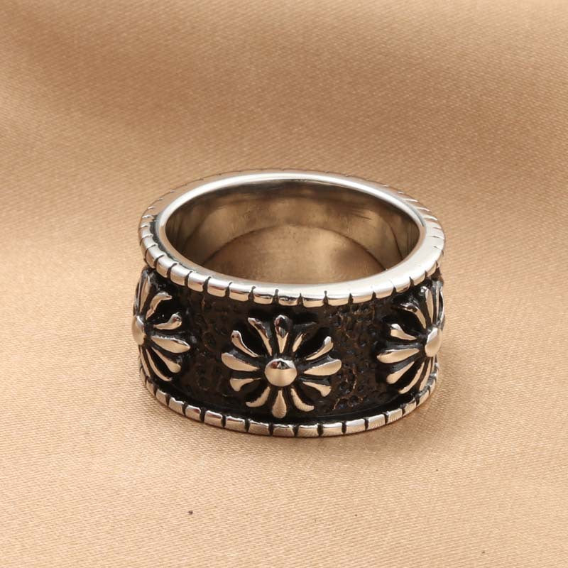 Retro Trendy Men's Chrysanthemum Pattern Ring