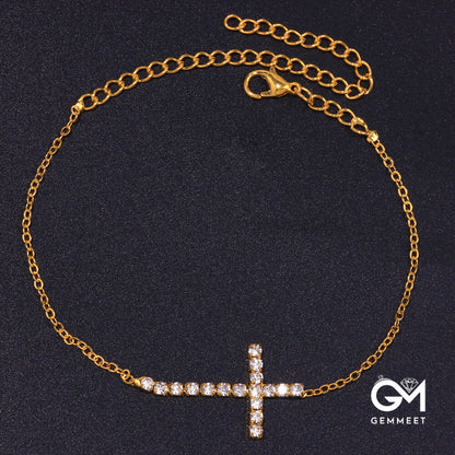 Vintage Single Cross Zircon Anklet