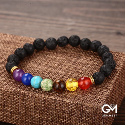 Colorful Lava Stone Bead Bracelet