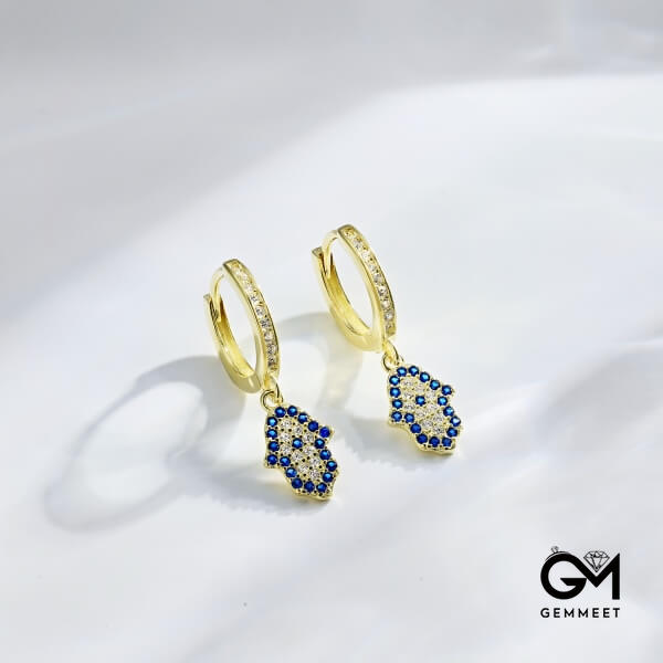 S925 Silver Devil's Eye Blue and White Zircon Earrings