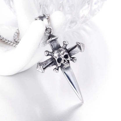 Men's Skull Cross Biker Necklace