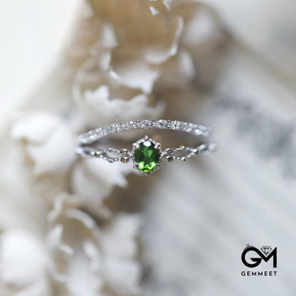 Radiant Goddess Green Zircon Multi-layer Ring