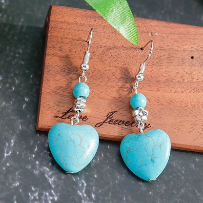 Turquoise Heart Drop Earrings