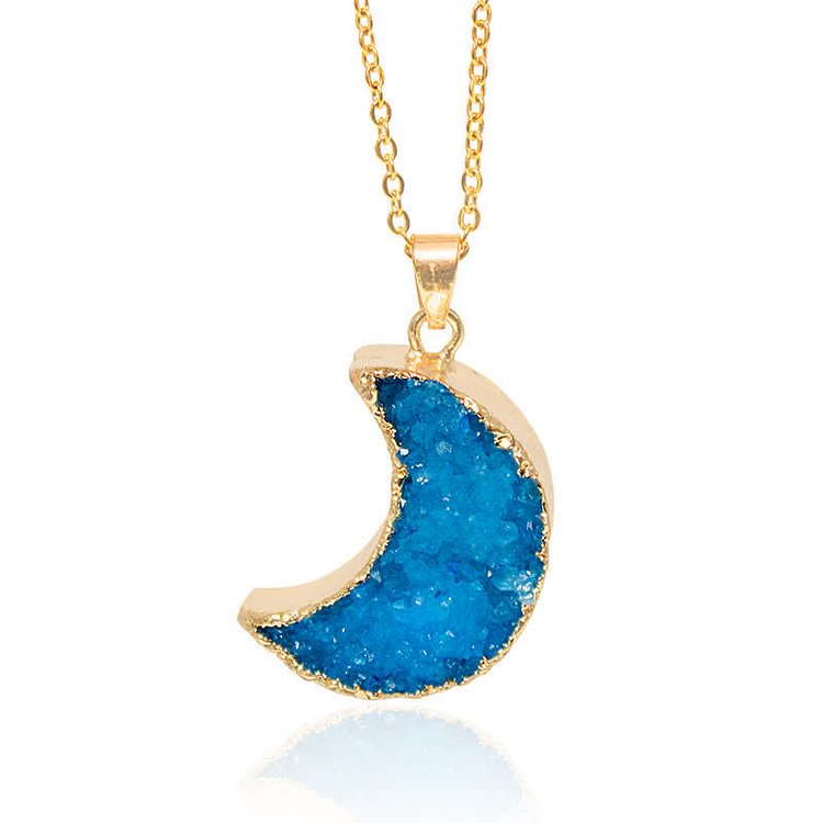 Natural Crystal Crescent Moon Necklace