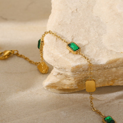 Green Crystal Chain Bracelet