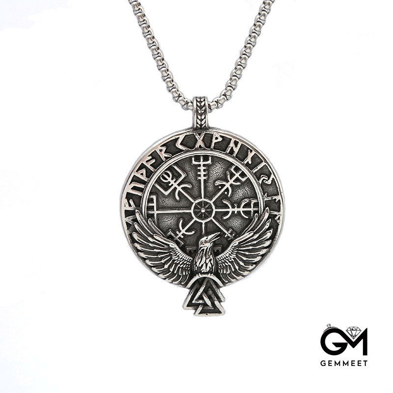 Raven Odin Rune Titanium Steel Necklace