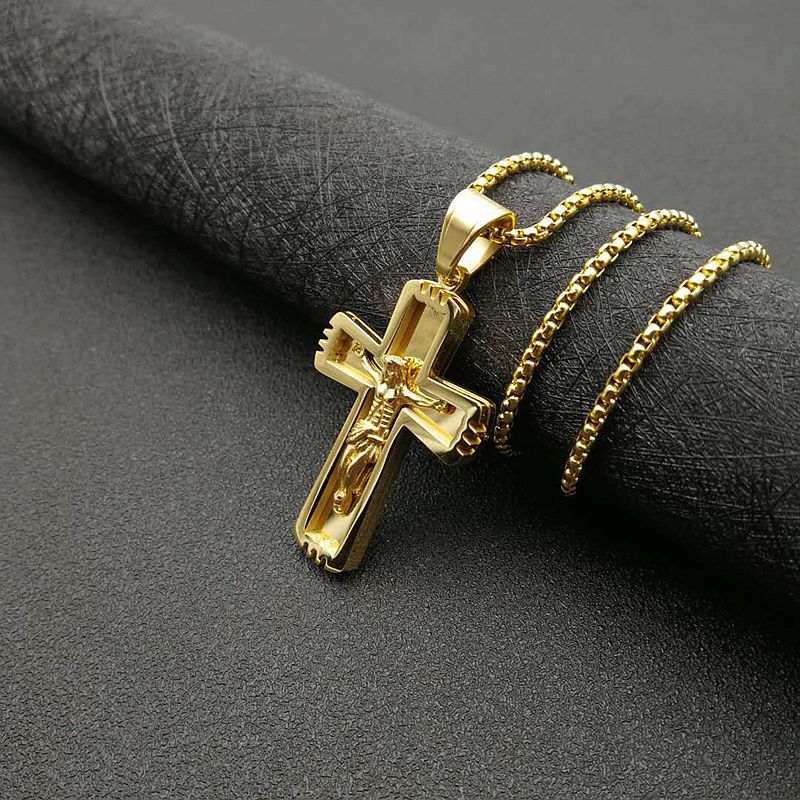 Hip Hop Gold Plated Cross Jesus Pendant