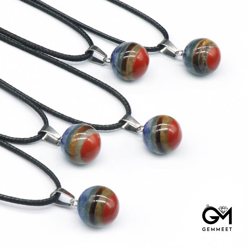 Multicolored Stone Crystal Round Pendant