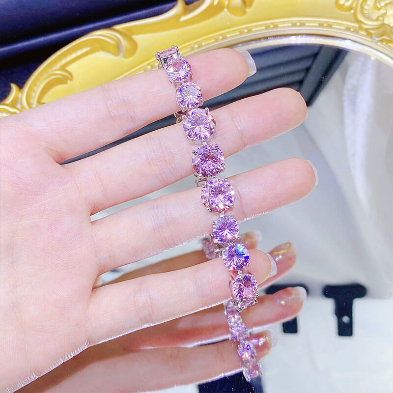 Light Luxury Full Diamond Yellow Zircon Bracelet Pink Zircon Bracelet