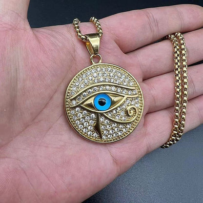 HIPHOP Gold-plated Zircon Eye of Horus Pendant