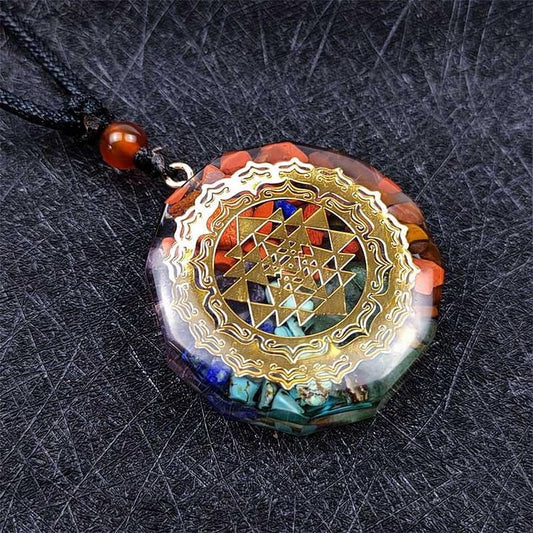 Chakra Hexagram Symbol Healing Orgone Necklace