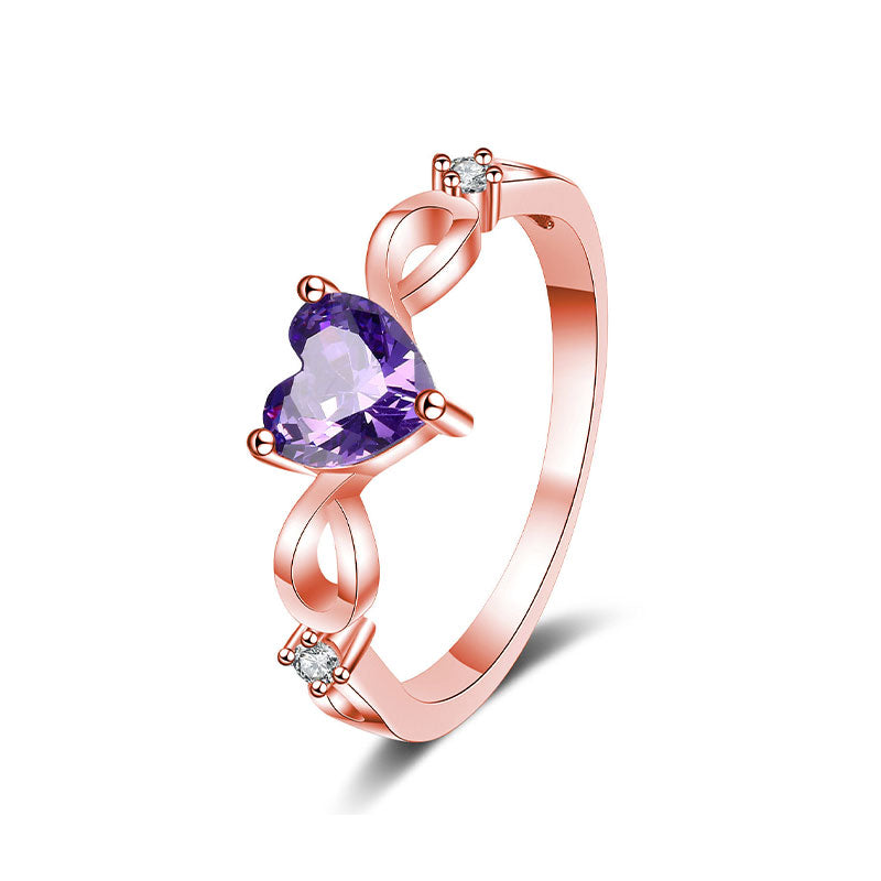 S925 Silver Amethyst Heart Ring