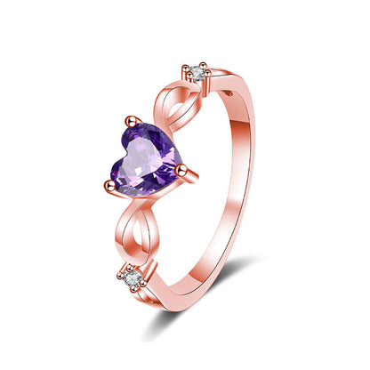 S925 Silver Amethyst Heart Ring