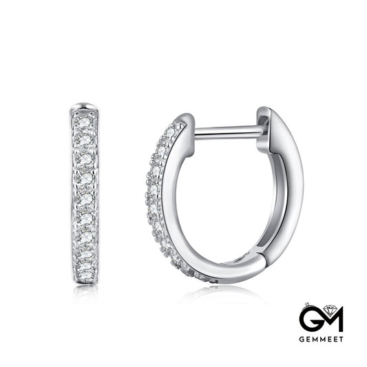 S925 Sterling Silver Circle White Zircon Earrings