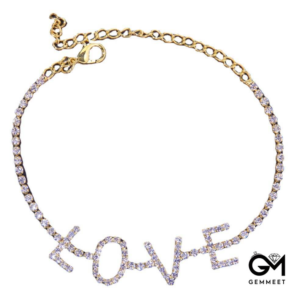 Summer Fashion Word LOVE Zircon Anklet