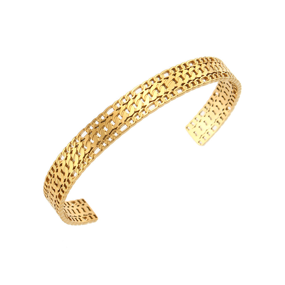 Stainless Steel Electroplated Gold Zircon Bracelet