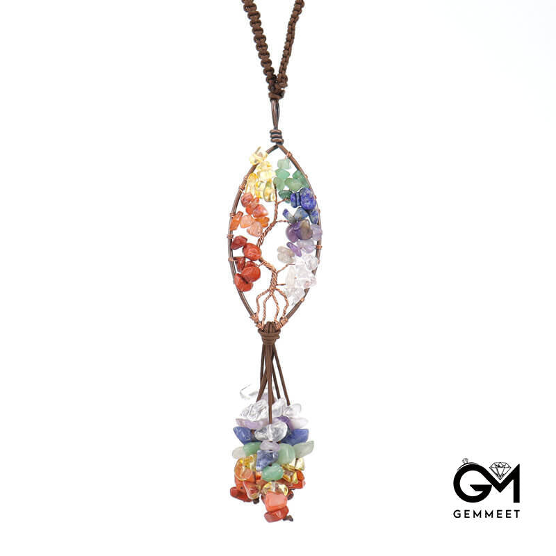 Crystal Gravel Life Tree Fringe Pendant