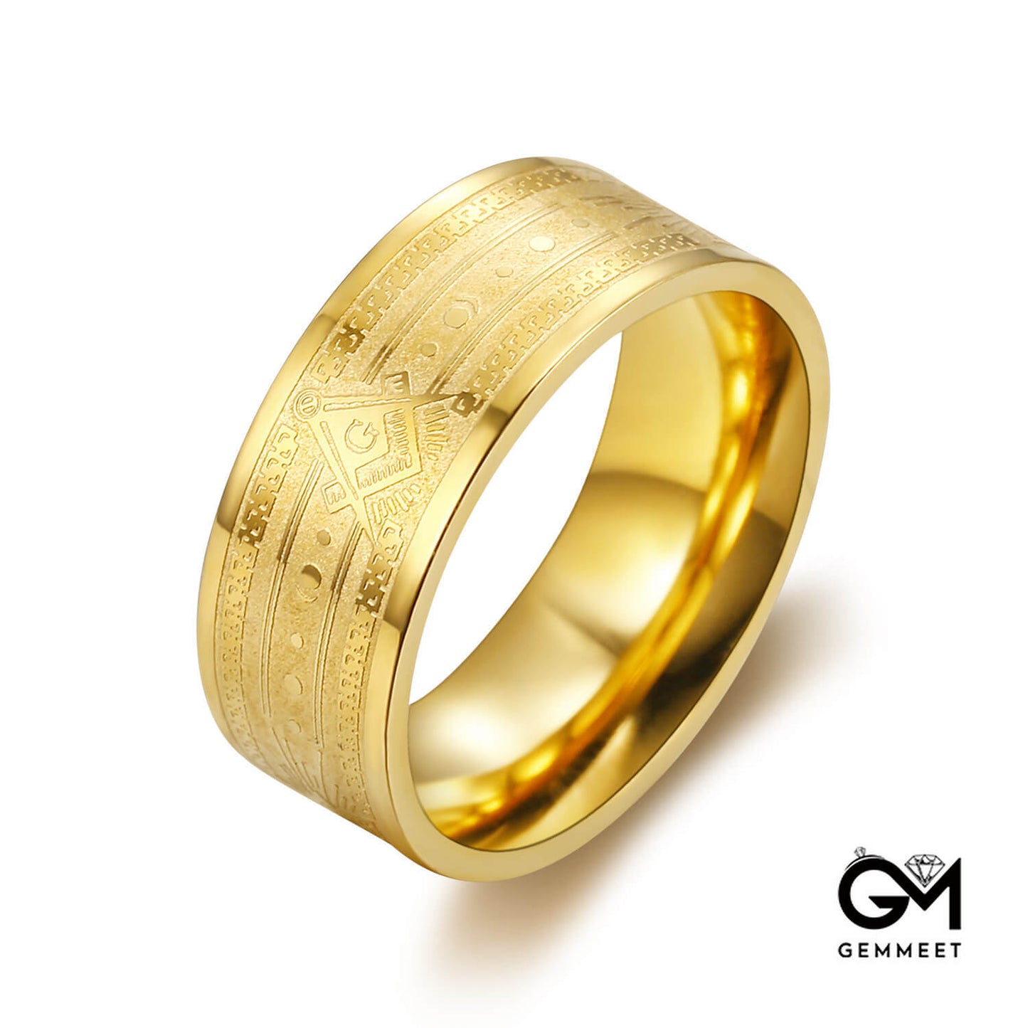 Gold Stainless Steel God's Eye Men's Blank Logo Corrosion Ring