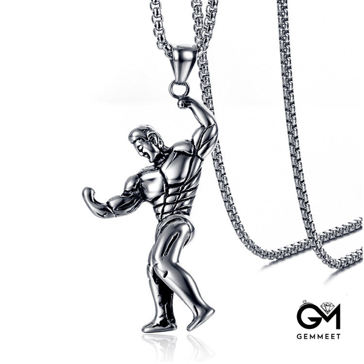 Stainless Steel Fitness Exercise Muscle Men's Necklace