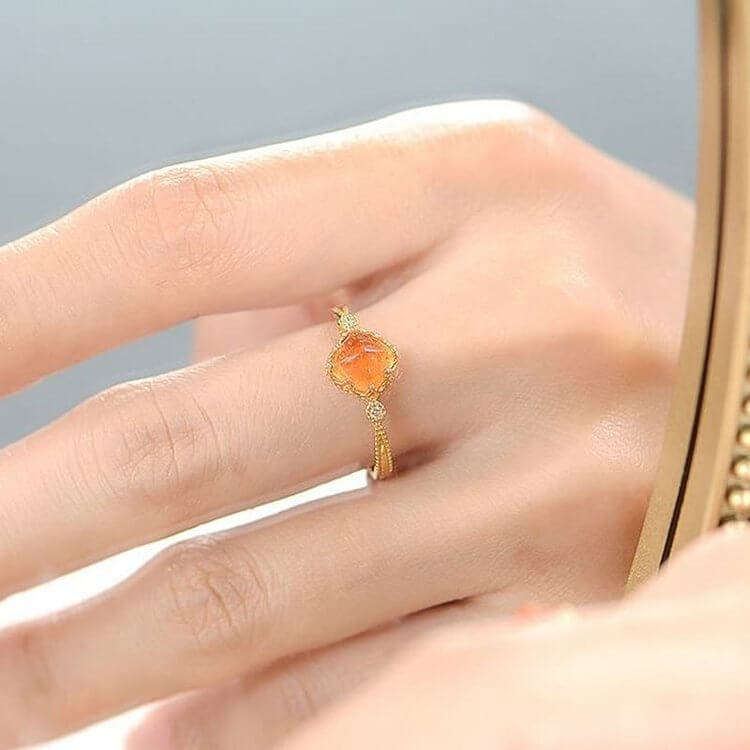 Sunstone Gold Plated Vintage Ring