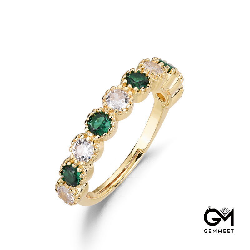 Vintage Gold-plated Green Zircon Green Garland Ring