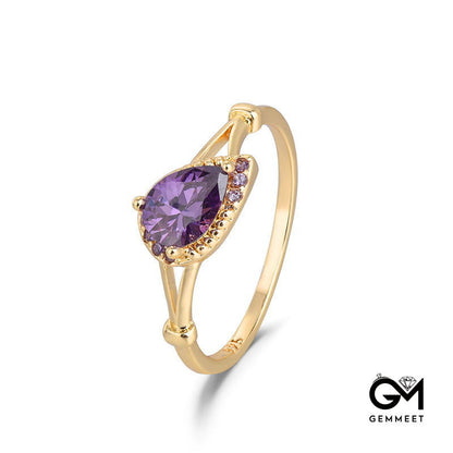 Vintage Amethyst Gold-plated Drop Ring